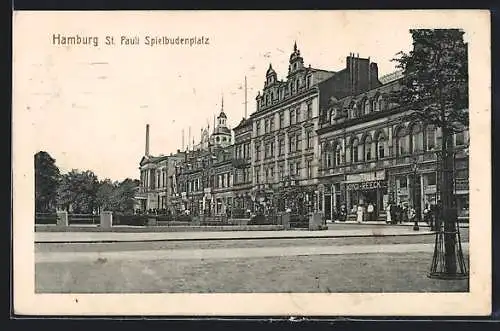 AK Hamburg-St. Pauli, Spielbudenplatz mit Geschäften