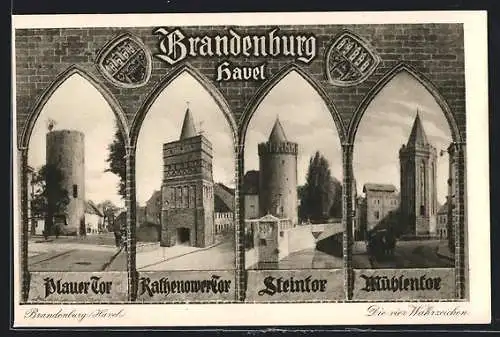 AK Brandenburg /Havel, Plauer Tor, Rathenower Tor, Steintor
