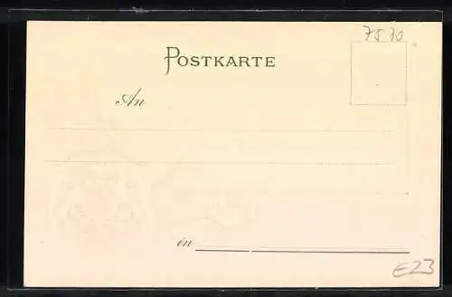 Passepartout-Lithographie Oberplättig, Kurhaus, Wappen