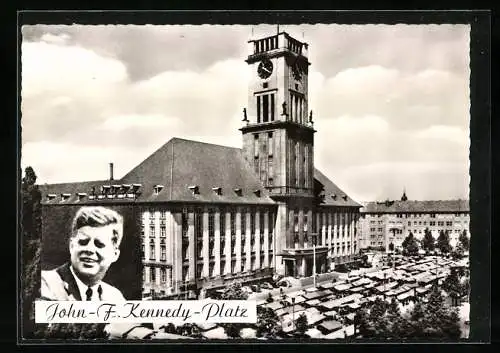 AK Berlin, John-F. Kennedy-Platz am Rathaus Schöneberg