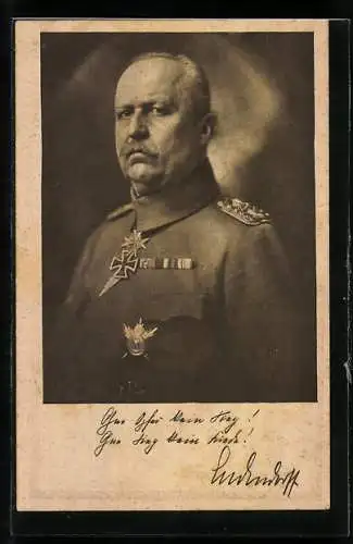 AK Portrait Generalleutnant Erich von Ludendorff