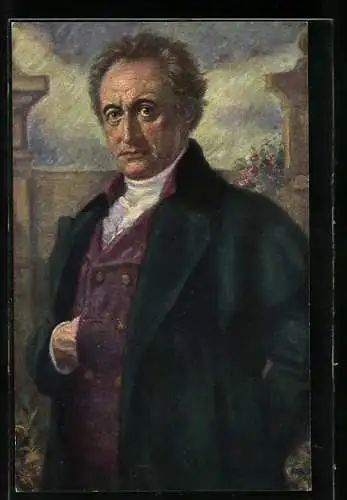 Künstler-AK Goethe in grünem Mantel