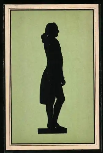AK Der Goethe-Kreis in Silhouetten, Goethe im Profil auf grünem Hintergrund