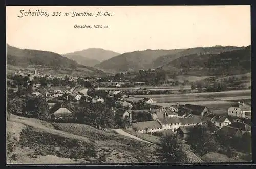 AK Scheibbs /N.-Oe., Gesamtansicht mit dem Oetscher