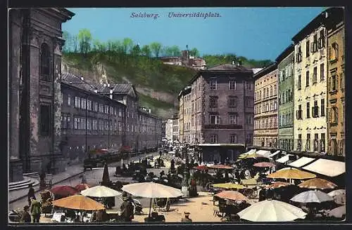 AK Salzburg, Geschäftiges Treiben im Markt am Universitätsplatz