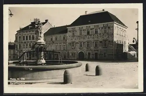 AK Retz /N. Oe., Brunnen und Sgraffitohaus