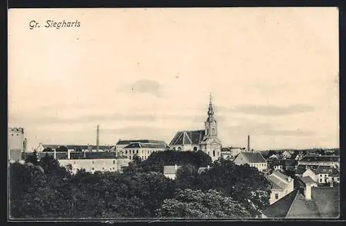 AK Gr. Siegharts, Teilansicht mit der Kirche