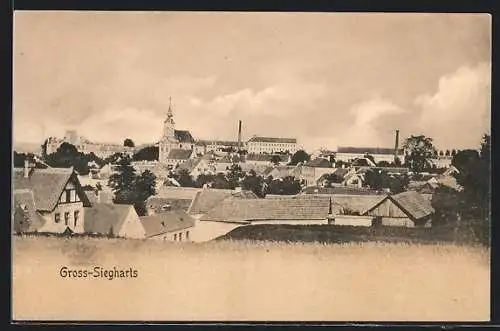 AK Gross-Siegharts, Ortsansicht mit der Kirche