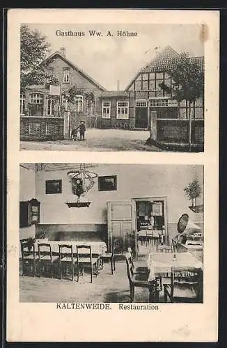 AK Kaltenweide, Gasthaus Ww. A. Höhne, Innenansicht vom Restaurant