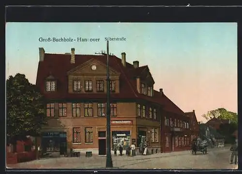 Goldfenster-AK Gross-Buchholz /Hannover, Haus in der Silberstrasse mit leuchtenden Fenstern