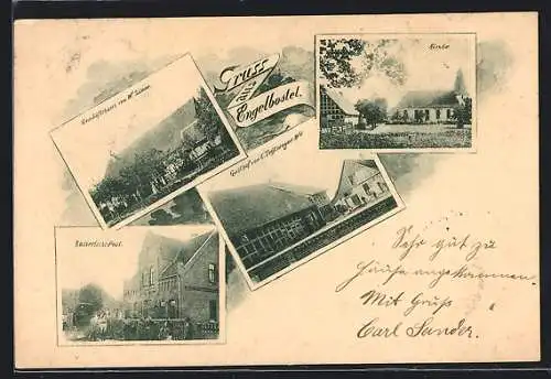AK Engelbostel, Gasthof von C. Tegtmeyer, Kaiserliche Post, Geschäftshaus von W. Zinne