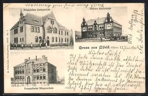 AK Alfeld / Leine, Evangelische Bürgerschule, Königliches Amtsgericht, Höhere Stadtschule