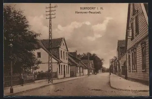 AK Burgdorf i. H., Strassenpartie Hannover-Neustadt