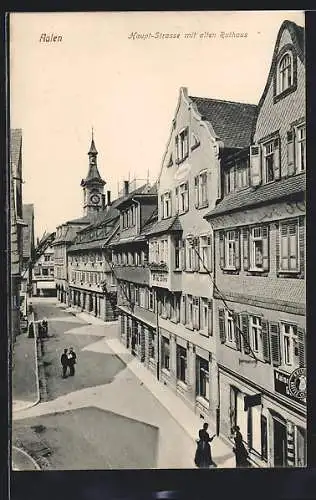 AK Aalen, Hauptstrasse mit Kaiser`s-Geschäft und altem Rathaus