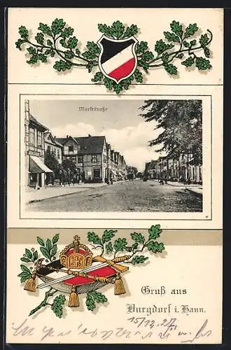 AK Burgdorf i. Hann., Marktstrasse am Rathaus, Wappen