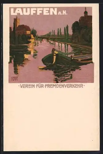 Künstler-AK Laufen a. N., Idyll im Abendlicht, Verein für Fremdenverkehr