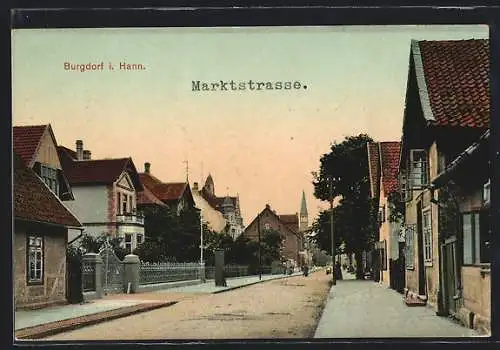 AK Burgdorf i. H., Marktstrasse mit Wohnhäusern