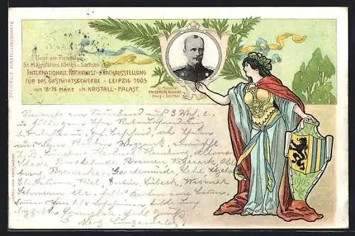 AK Ganzsache PP27C58 /01: Leipzig, Internationale Kochkunst- und Fach-Ausstellung für das Gastwirtsgewerbe 1905, König