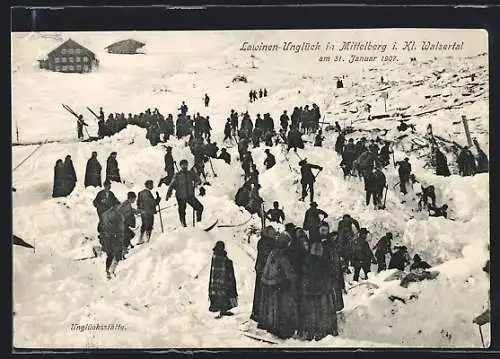 AK Mittelberg i. Kl. Walsertal, Lawinen-Unglück am 31. Januar 1907