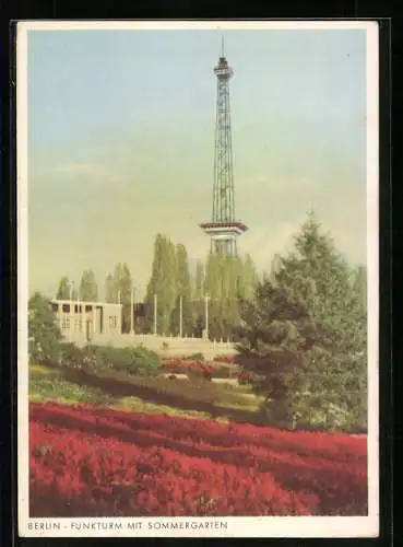 AK Berlin-Charlottenburg, Funkturm mit Sommergarten