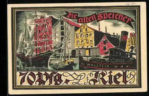 Notgeld Kiel 1921, 70 Pfennig, Die alten Speicher