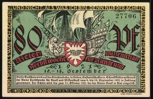 Notgeld Kiel 1921, 80 Pfennig, Die Gründer der Universität Kiel