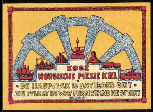 Notgeld Kiel 1921, 25 Pfennig, Nordische Messe, Kirche und Anker