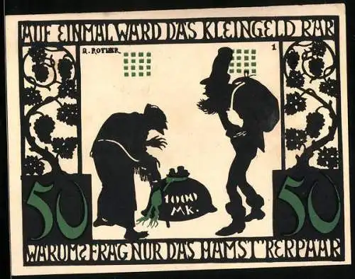 Notgeld Kitzingen a. M. 1921, 50 Pfennig, Auf einmal ward das Kleingeld rar