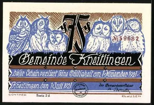 Notgeld Kneitlingen 1921, 75 Pfennig, Wie Eulenspiegel einen Dachhasen für einen Feldhasen verkaufte