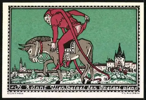 Notgeld Kneitlingen 1921, 1 Mark, Ji künnt Ulenspeigel den Speigel ulen