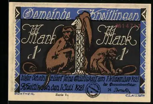 Notgeld Kneitlingen 1921, 1 Mark, Wie Eulenspiegel die Mönche in die Messe zählte