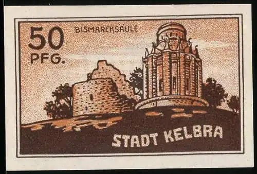 Notgeld Kelbra 1921, 50 Pfennig, Bismarcksäule