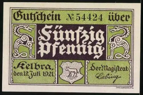 Notgeld Kelbra 1921, 50 Pfennig, Bismarcksäule