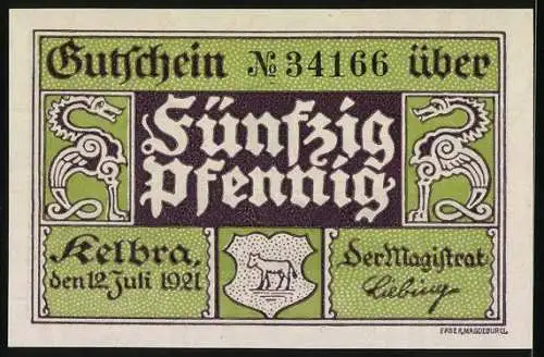 Notgeld Kelbra 1921, 50 Pfennig, Kyffhäuser-Denkmal