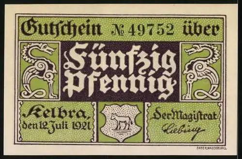 Notgeld Kelbra 1921, 50 Pfennig, Ruine Rothenburg