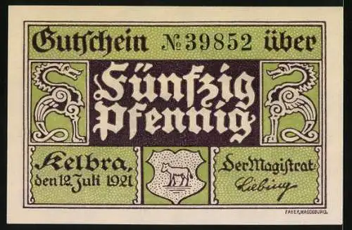 Notgeld Kelbra 1921, 50 Pfennig, Stadtpartie