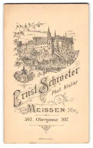 Fotografie Ernst Schroeter, Meissen i. Sa., Obergasse 597, Ansicht Meissen i. Sa., Blick nach der Albrechtsburg