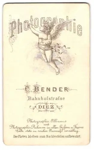 Fotografie C. Bender, Diez, Bahnhofstr., Engel malt die Werbung für den Fotografen