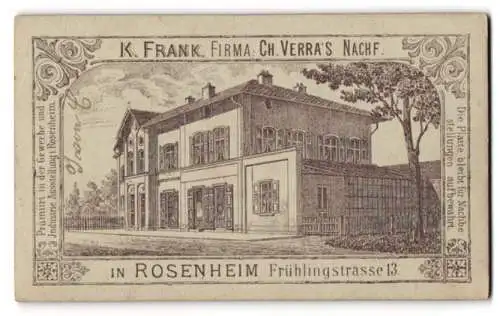 Fotografie K. Frank, Rosenheim, Frühlingstr. 13, Blick auf das Ateliershaus des Fotografen