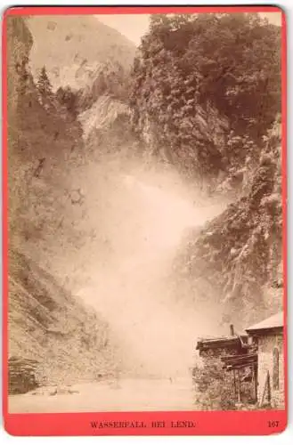 Fotografie Würthle & Spinnhirn, Salzburg, Ansicht Lend, Blick auf den Wasserfall mit alter Hütte