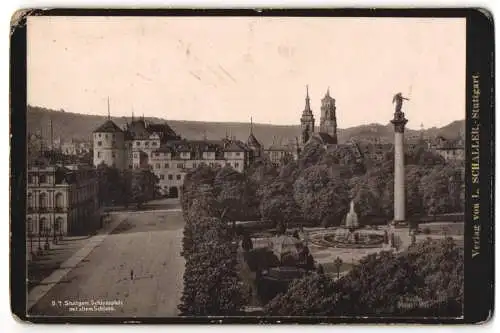 Fotografie L. Schaller, Stuttgart, Ansicht Stuttgart, Schlossplatz mit dem alten Schloss