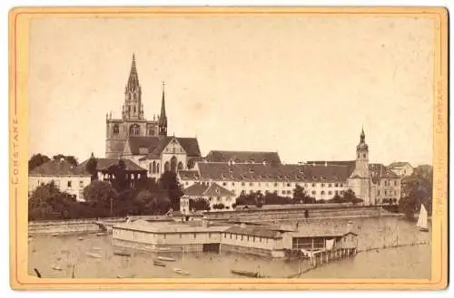 Fotografie G. Wolf, Constanz, Ansicht Constanz, Badeanstalt mit Blick zum Münster Unserer Lieben Frau