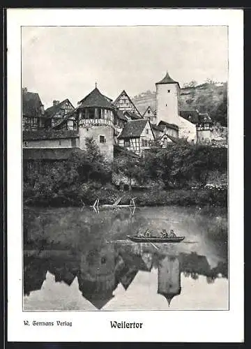 AK Schwäb. Hall, Weilertor, Ansicht vom Wasser