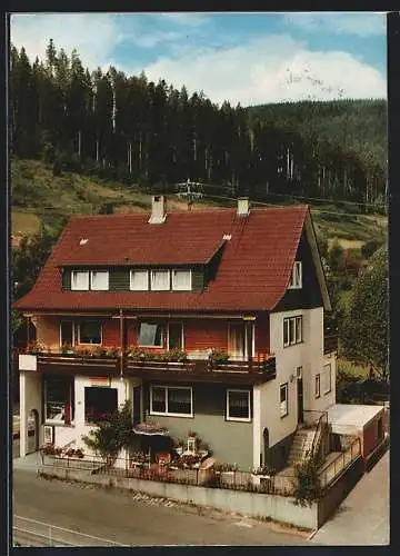 AK Enzklösterle /Schwarzwald, Pension Haus Frey-Erhard aus der Vogelschau