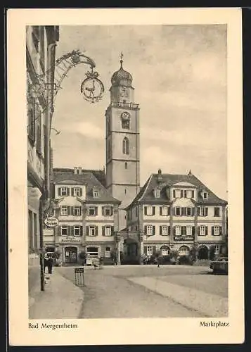 AK Bad Mergentheim, Marktplatz mit Kirchturm