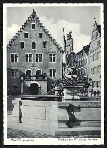 AK Bad Mergentheim, Rathaus mit Milchlingsbrunnen