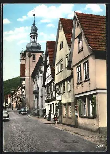 AK Freudenberg /Main, Strassenpartie mit Turm