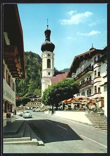 AK Reit im Winkl, Dorfpartie mit Kirchturm