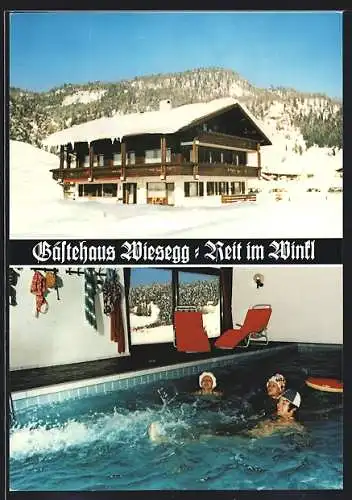 AK Reit im Winkl, Gästehaus Wiesegg T. Gerlach im Winter, mit Schwimmbad