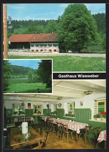 AK Bad Heilbrunn, Gasthaus Wiesweber in drei Ansichten